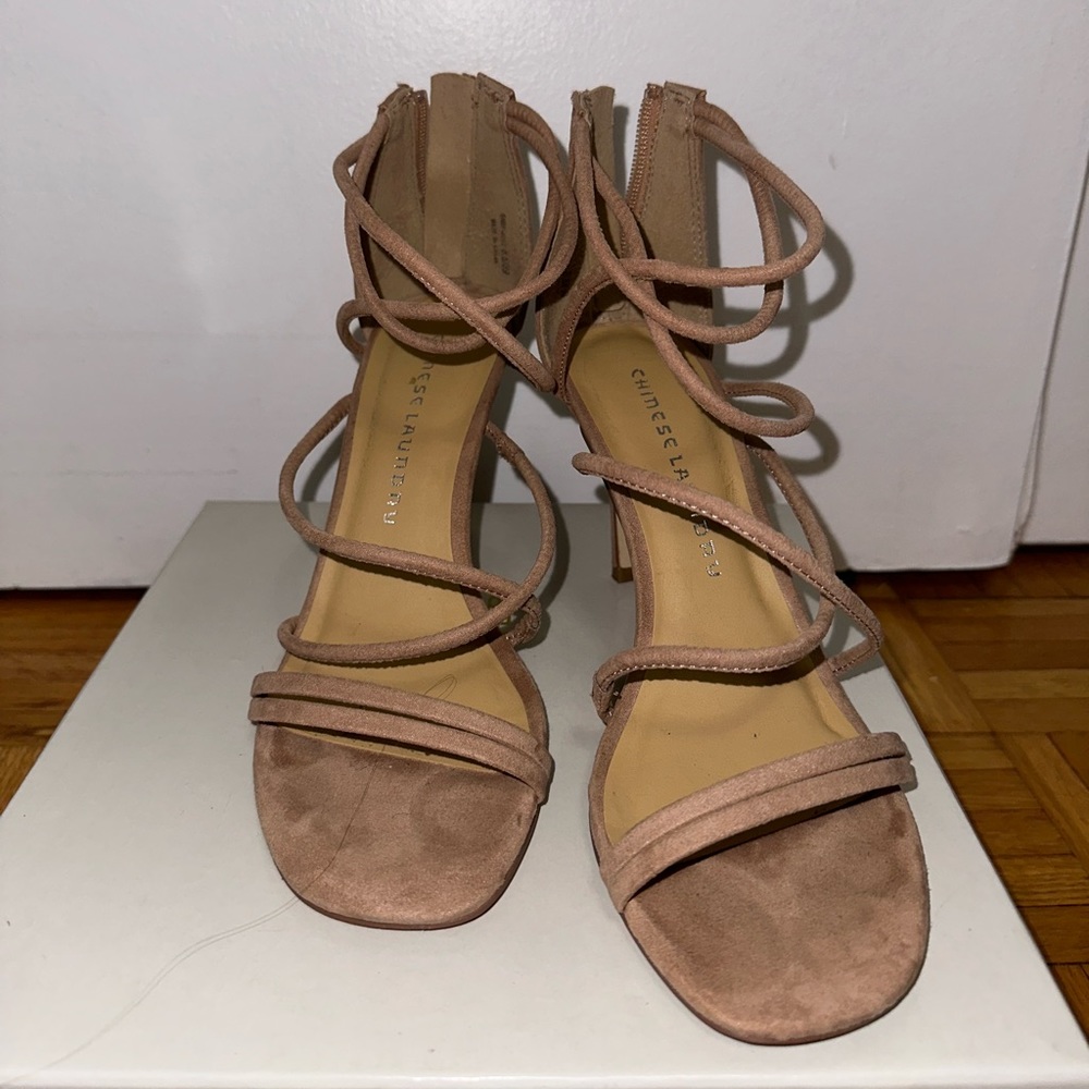 Tan strappy heel